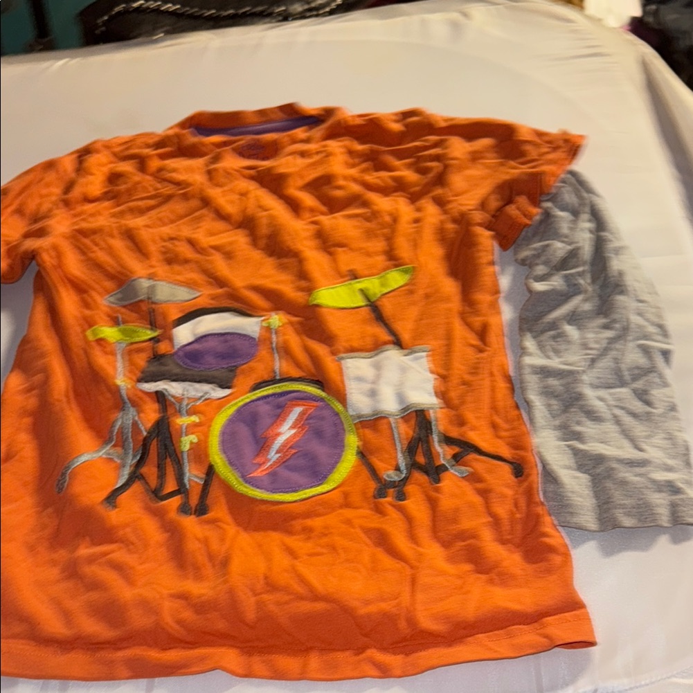 Mini Boden Orange Drum Set Kids Shirt